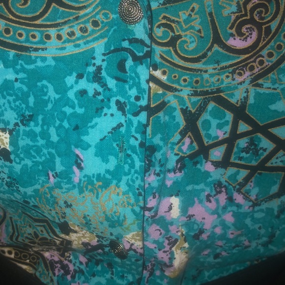 Santa Cruz Spirtwear - vintage 80’s 90’s top- abstract pattern- aqua blue- XL - Picture 3 of 9